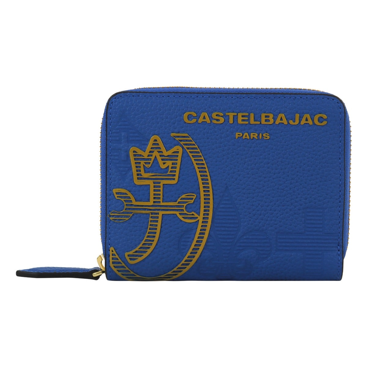 CASTELBAJAC カステルバジャック 財布 メンズ 二つ折り 二つ折り財布 ベラ付き ラウンドファスナー カヌレ 035623 サイフ レザー 本革 牛革 カジュアル コンパクト ブルー
