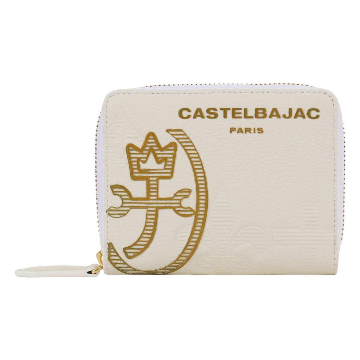 CASTELBAJAC カステルバジャック 財布 メンズ 二つ折り 二つ折り財布 ベラ付き ラウンドファスナー カヌレ 035623 サイフ レザー 本革 牛革 カジュアル コンパクト ホワイト