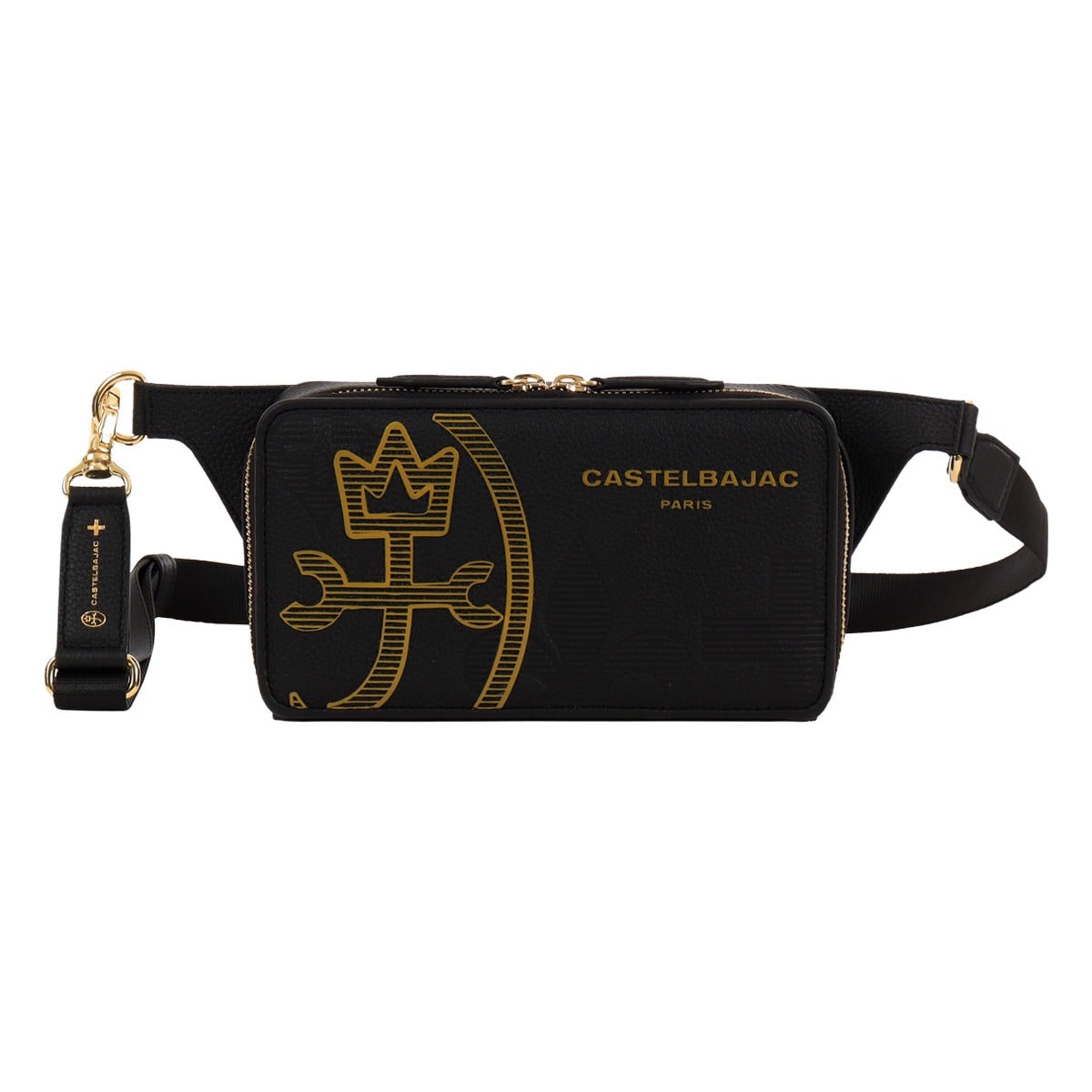 CASTELBAJAC カステルバジャック ショルダーバッグ メンズ 本革 ウエストバッグ 横型 ワンショルダー ポシェット 035921 Cannele カヌレ レザー 牛革 肩掛け カジュアル お出掛け 旅行 トラベル ブラック