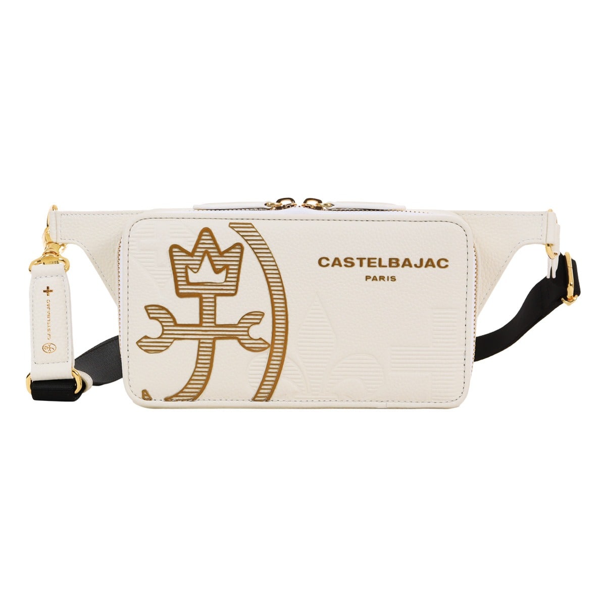 CASTELBAJAC カステルバジャック ショルダーバッグ メンズ 本革 ウエストバッグ 横型 ワンショルダー ポシェット 035921 Cannele カヌレ レザー 牛革 肩掛け カジュアル お出掛け 旅行 トラベル ホワイト
