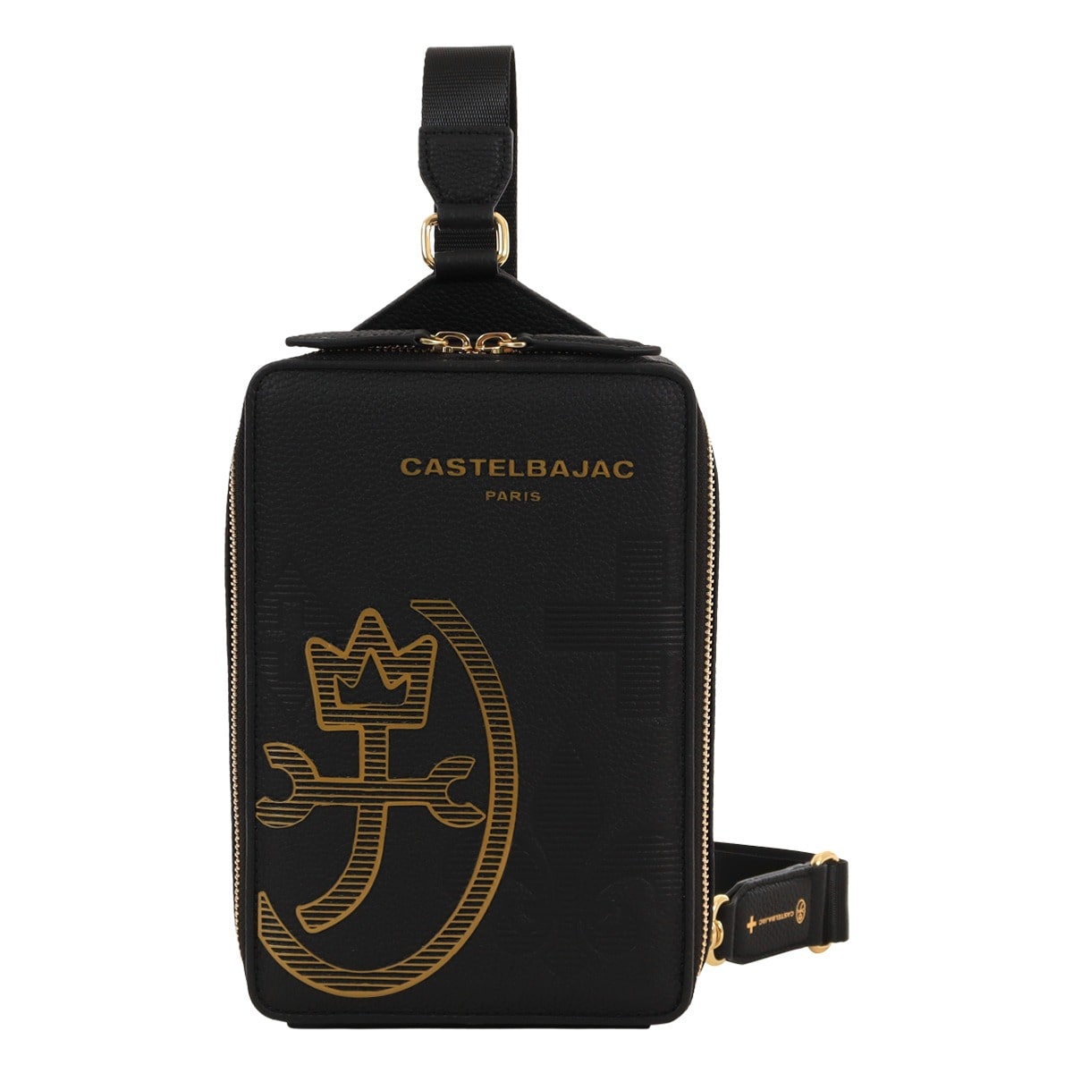 CASTELBAJAC カステルバジャック ボディバッグ ショルダーバッグ メンズ 本革 縦型 ワンショルダー 035922 Cannele カヌレ レザー 牛革 肩掛け カジュアル お出掛け 旅行 トラベル ブラック