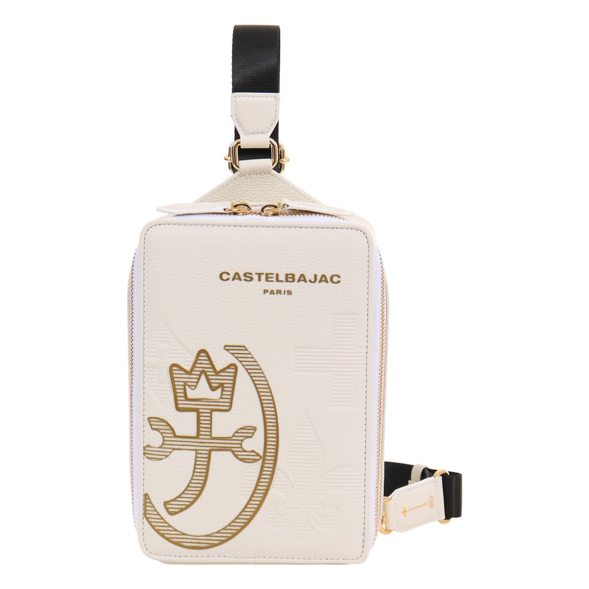 CASTELBAJAC カステルバジャック ボディバッグ ショルダーバッグ メンズ 本革 縦型 ワンショルダー 035922 Cannele カヌレ レザー 牛革 肩掛け カジュアル お出掛け 旅行 トラベル ホワイト