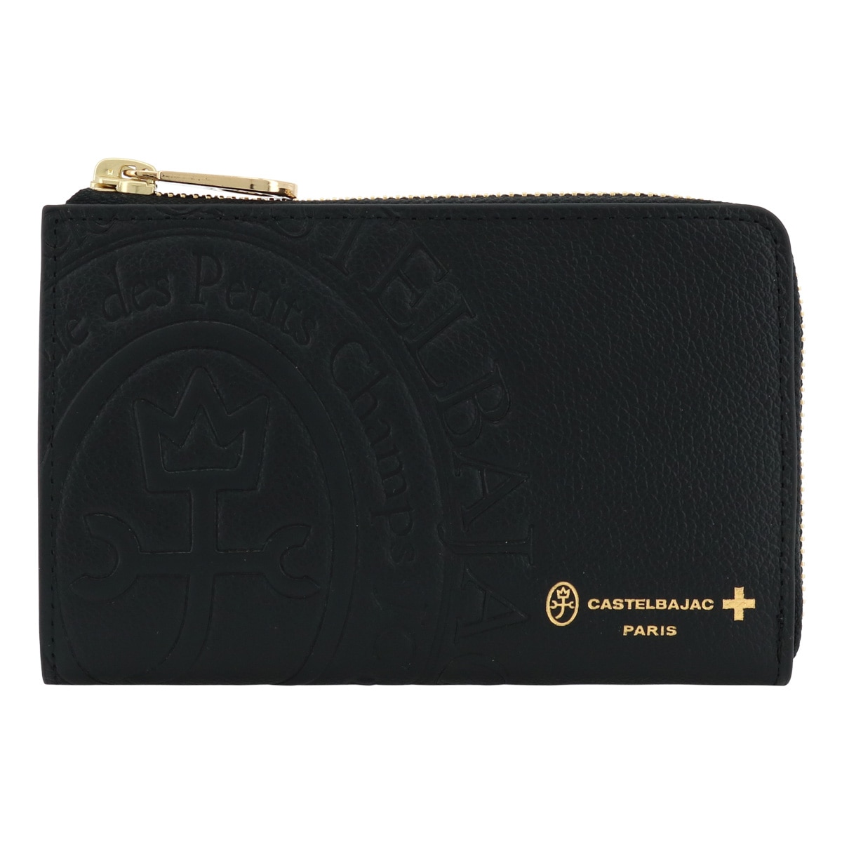 CASTELBAJAC カステルバジャック 二つ折り財布 本革 メンズ コメット 046601 ミドルウォレット 牛革 レザー 型押し エンボス ロゴ ブラック