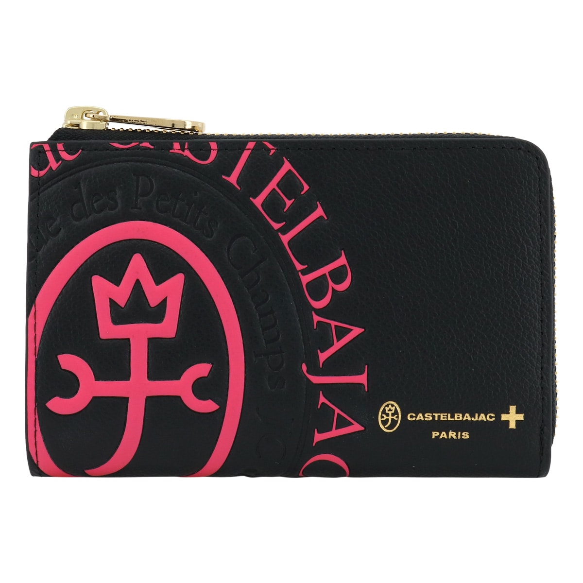 CASTELBAJAC カステルバジャック 二つ折り財布 本革 メンズ コメット 046601 ミドルウォレット 牛革 レザー 型押し エンボス ロゴ ピンク