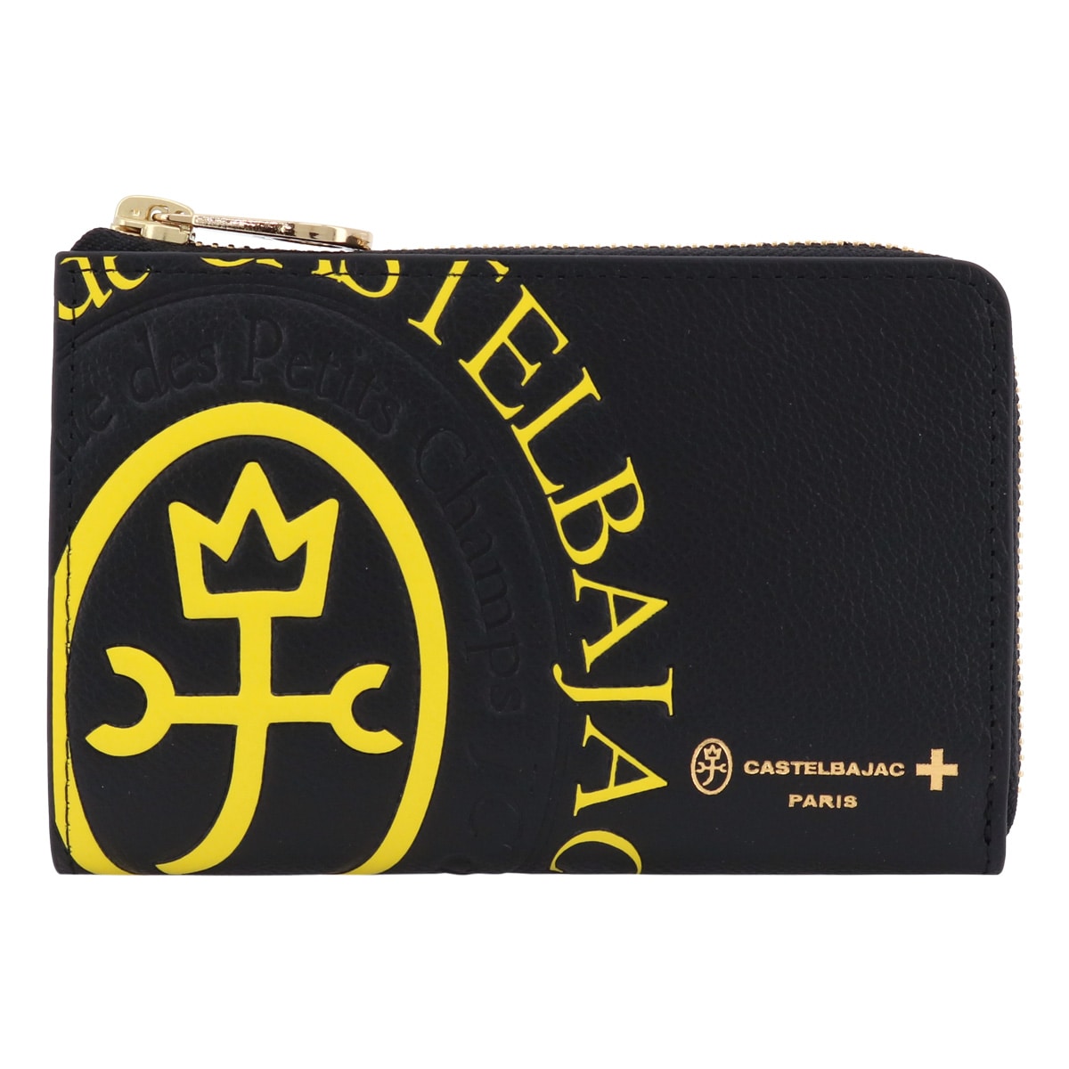 CASTELBAJAC カステルバジャック 二つ折り財布 本革 メンズ コメット 046601 ミドルウォレット 牛革 レザー 型押し エンボス ロゴ イエロー