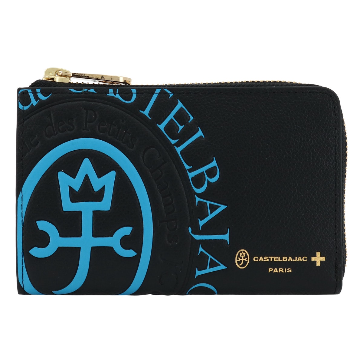 CASTELBAJAC カステルバジャック 二つ折り財布 本革 メンズ コメット 046601 ミドルウォレット 牛革 レザー 型押し エンボス ロゴ ブルー