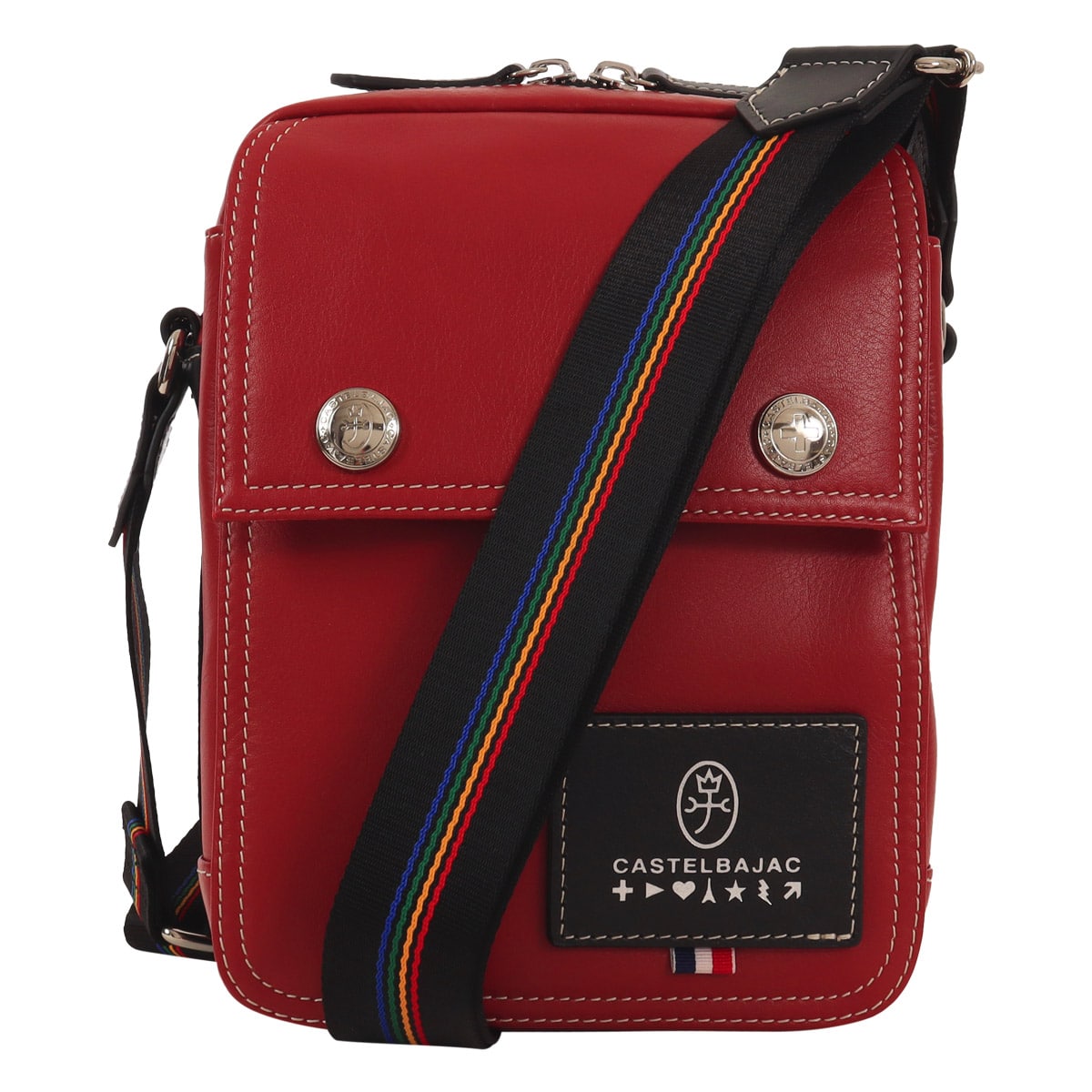 CASTELBAJAC カステルバジャック ショルダーバッグ ミニショルダー 縦型 バッグ 鞄 小さめ コンパクト お出掛け 旅行 メンズ 051121 キャスト カジュアル 牛革 本革 レザー レッド