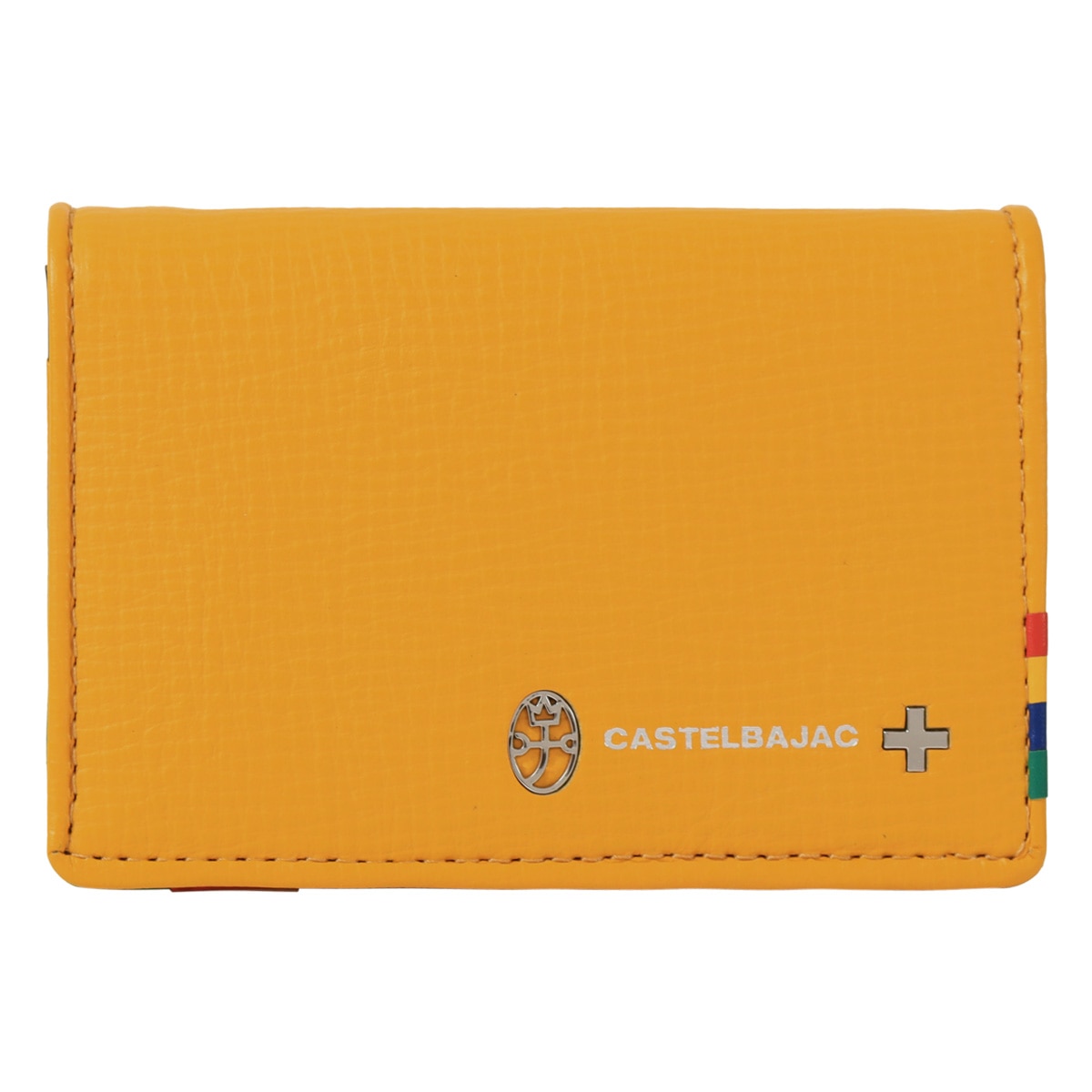 CASTELBAJAC カステルバジャック 名刺入れ カードケース カード入れ ささマチ メンズ 057614 プレス 牛革 本革 レザー ビジネス イエロー