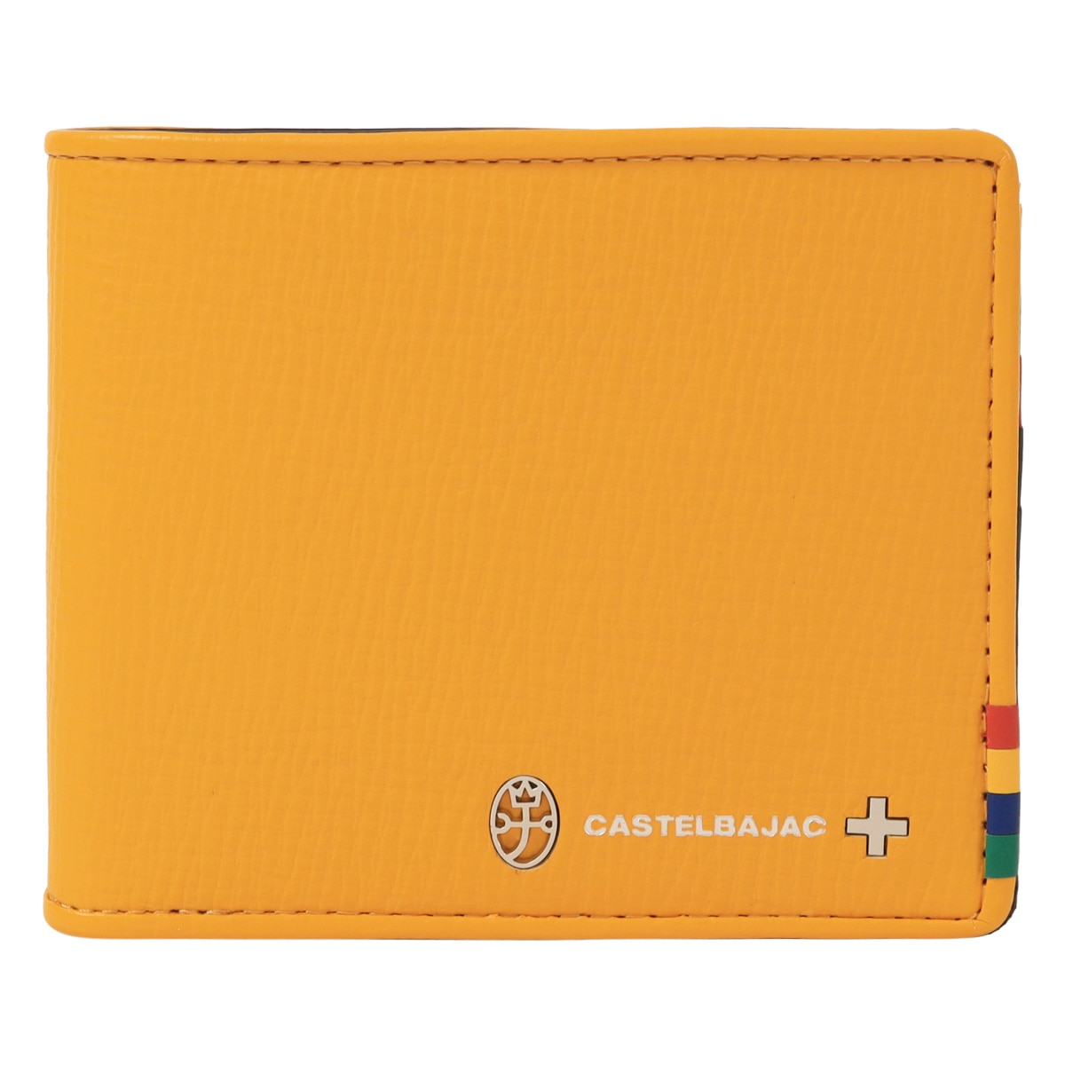 CASTELBAJAC カステルバジャック 二つ折り財布 財布 二つ折り ミニ財布 メンズ 057615 プレス 牛革 本革 レザー カジュアル イエロー
