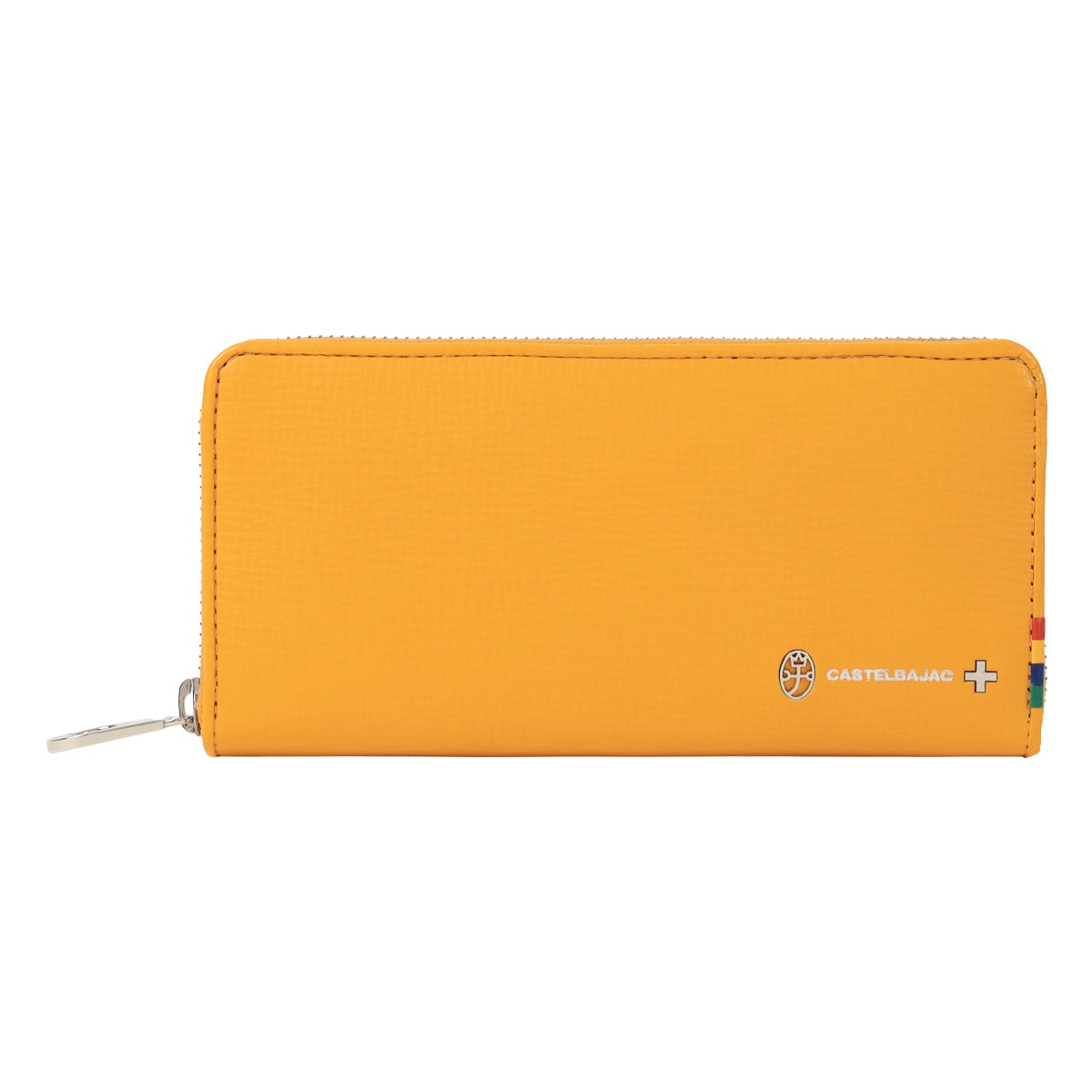 CASTELBAJAC カステルバジャック 長財布 財布 ラウンドファスナー メンズ 057616 プレス 牛革 本革 レザー カジュアル イエロー