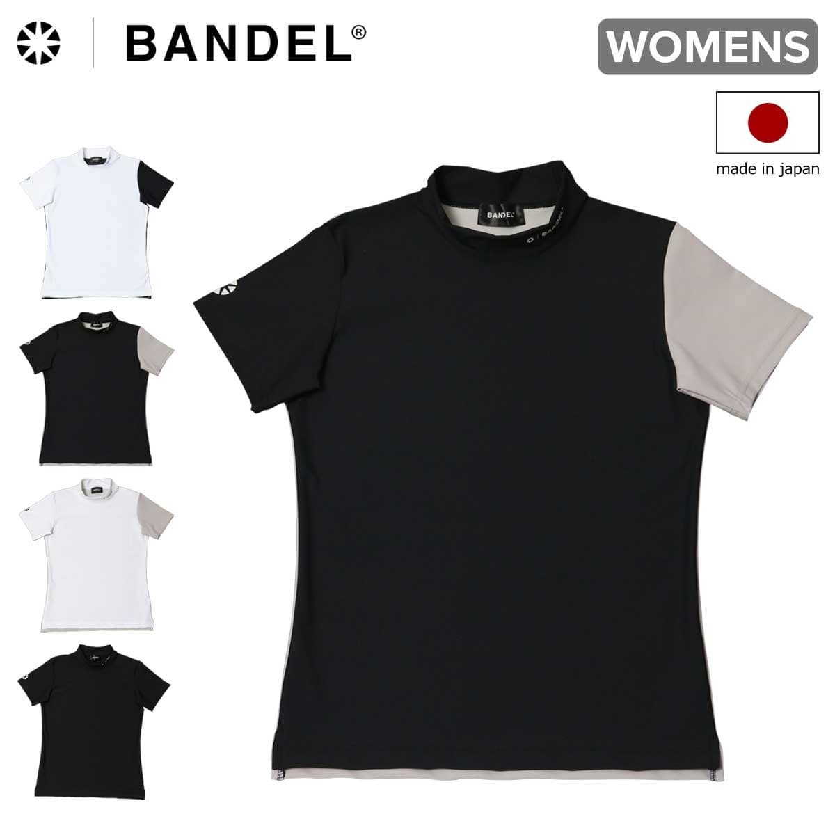 BANDEL バンデル ゴルフ 半袖Tシャツ BGI-W3SCMC-2 COMBINATION S/S MOCK NECK SHIRTS ALL BLACK