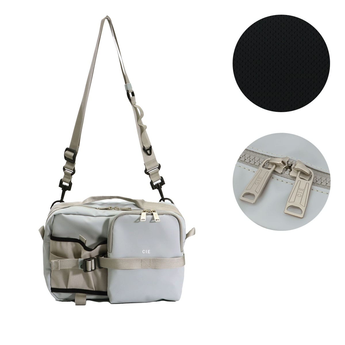 CIE シー ショルダーバッグ 防水 撥水 日本製 メンズ レディース 032068 GRID3 BOTTLE SHOULDER BAG L 斜め掛け アウトドア ライトグレー