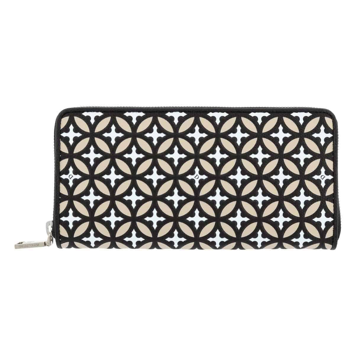 DRESSTERIOR ドレステリア 長財布 ラウンドファスナー 本革 エアデール 863613 エンボス 型押し 総柄 ブラック