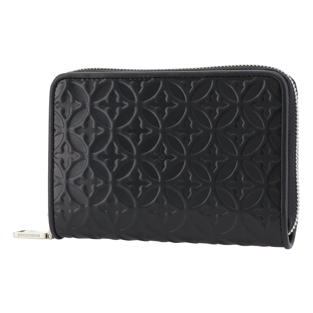 DRESSTERIOR ドレステリア 二つ折り財布 ラウンドファスナー 本革 ウェルシュ 864602 ミドル財布 牛革 レザー エンボス 型押し ブラック