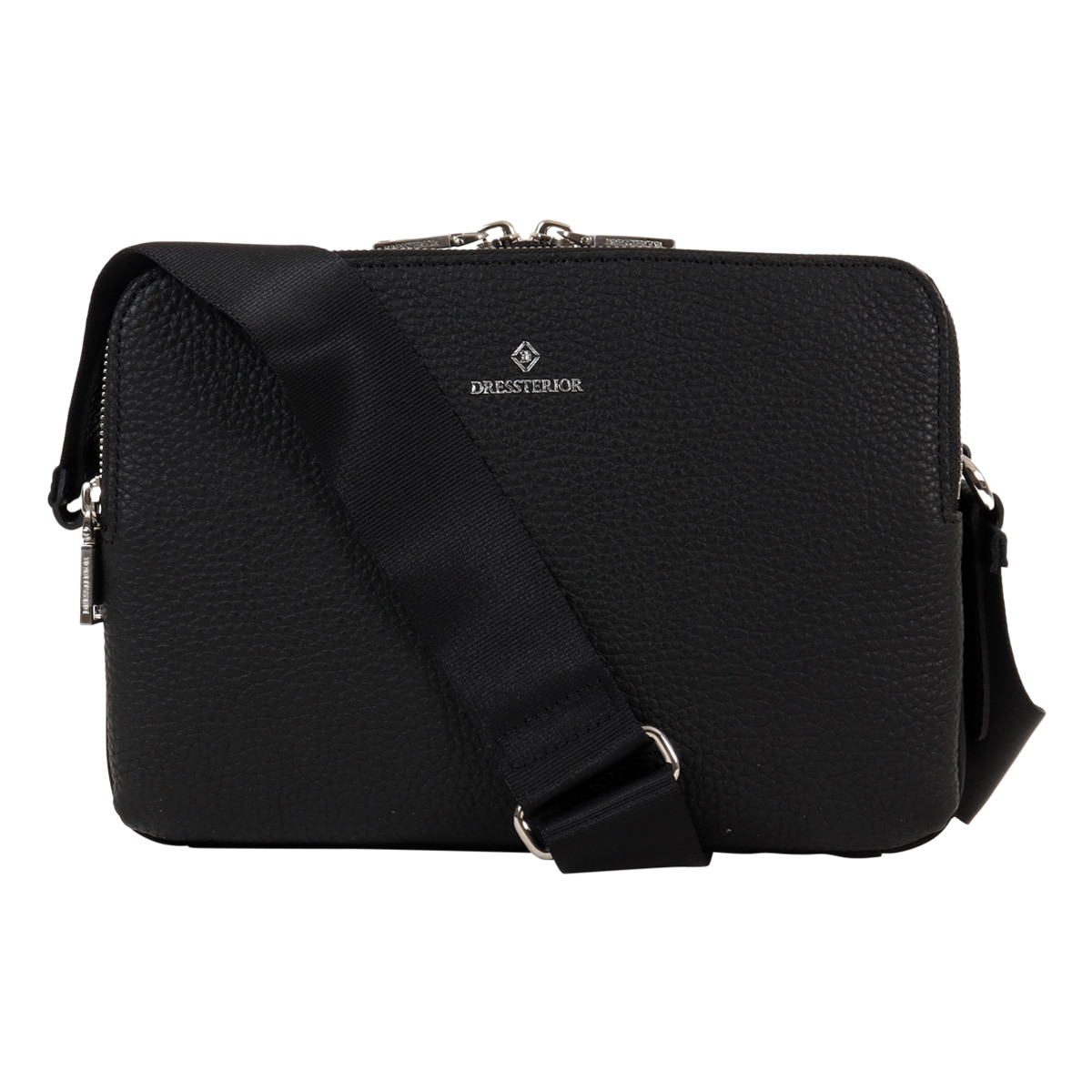 DRESSTERIOR ドレステリア ショルダーバッグ 横型 ミニショルダー カジュアル コンパクト 日本製 865112 チャールズ 軽量 レザー 牛革 シンプル ブラック