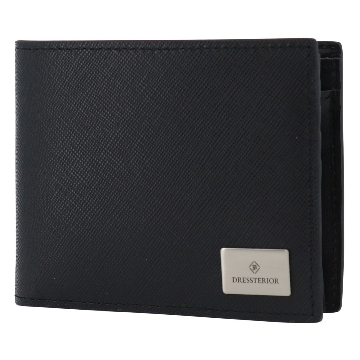 DRESSTERIOR ドレステリア 二つ折り財布 本革 ハリア 868614 牛革 レザー エンボス サフィアーノ ミニ財布 ブラック