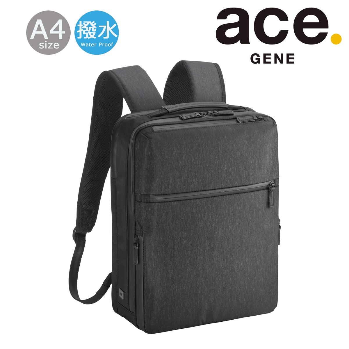ace.GENE エースジーン リュック 2WAY A4 メンズ 68291 ガジェタブルヘザー2 通勤 ビジネス PC収納 13.3インチ ブラック 【01】ブラック -