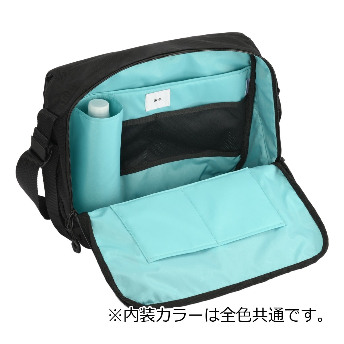 ace.GENE エースジーン ショルダーバッグ メンズ A4 撥水 バッグ カジュアル ワンショルダー 16L 13.3インチ 68797 ラグレンティスクロス お出掛け 旅行 トラベル ブラック 【01】ブラック -
