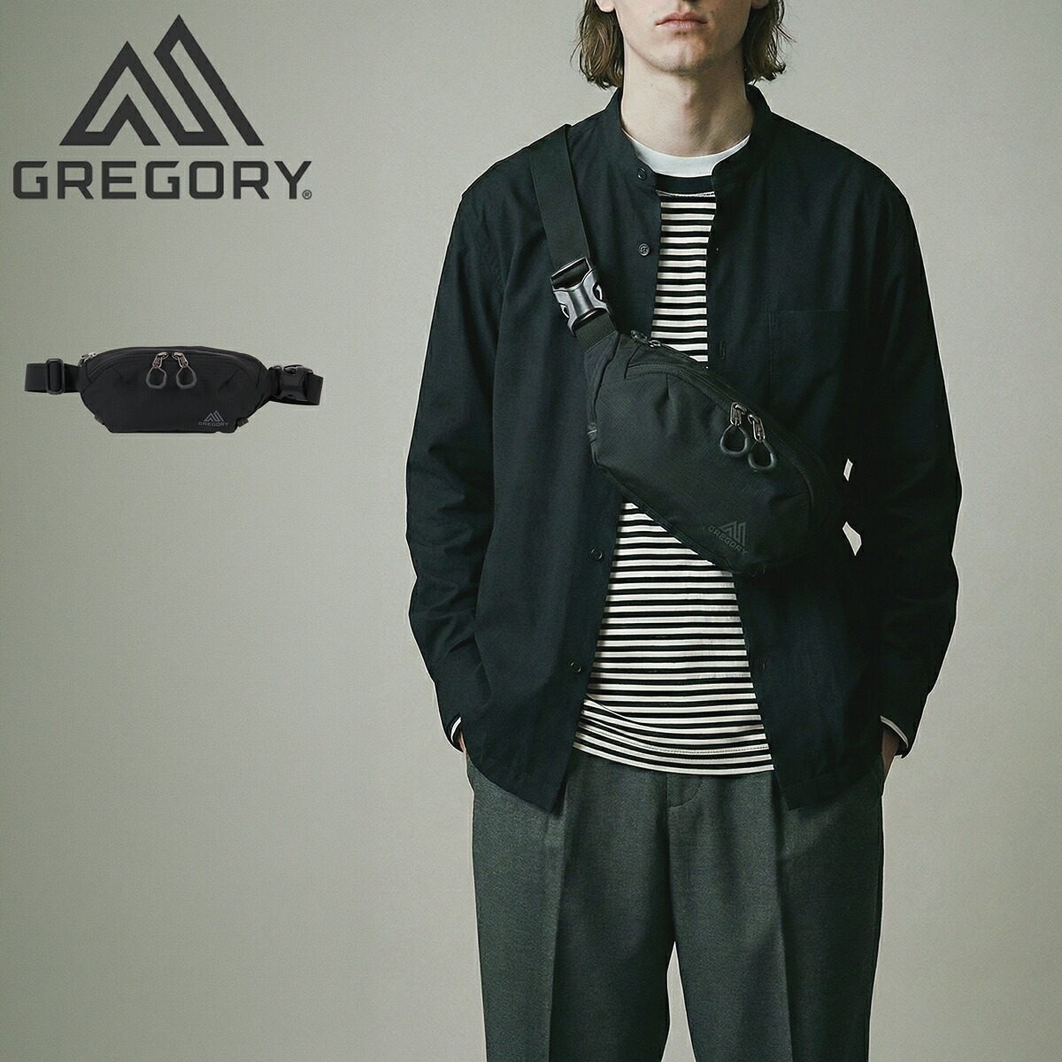 GREGORY グレゴリー ウエストバッグ ルーヌベルトバッグ メンズ レディース ボディバッグ ポシェット メンズ レディース カーボンブラック