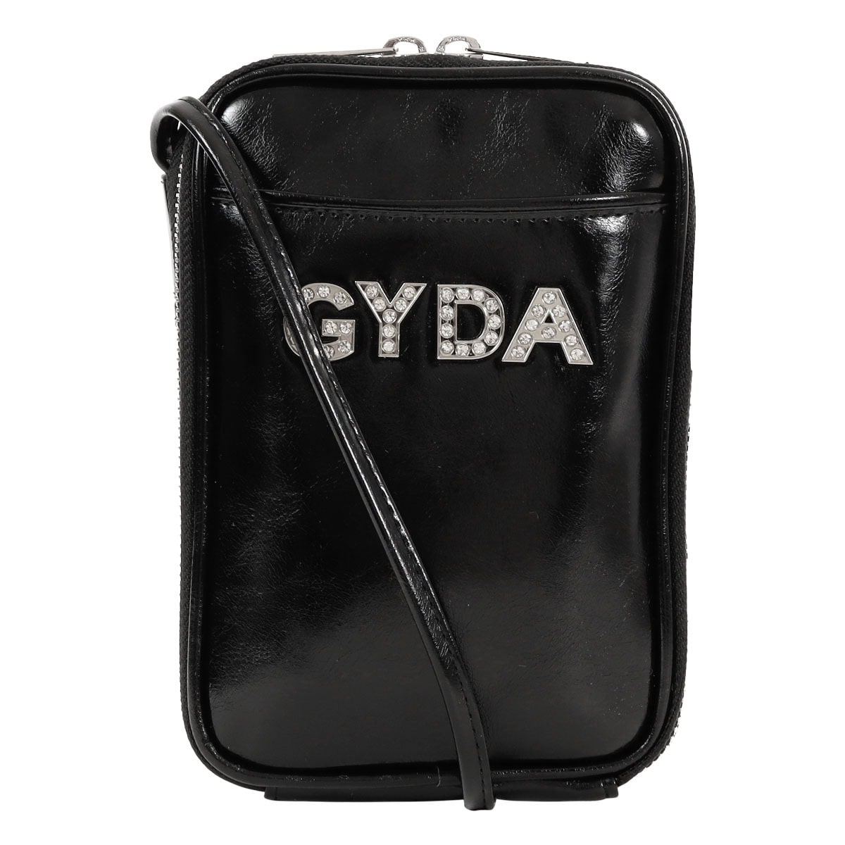 GYDA ジェイダ スマホショルダー ミニショルダー レディース ラインストーンロゴ GY-B294 お財布ショルダー デニム ラインストーン BLACK
