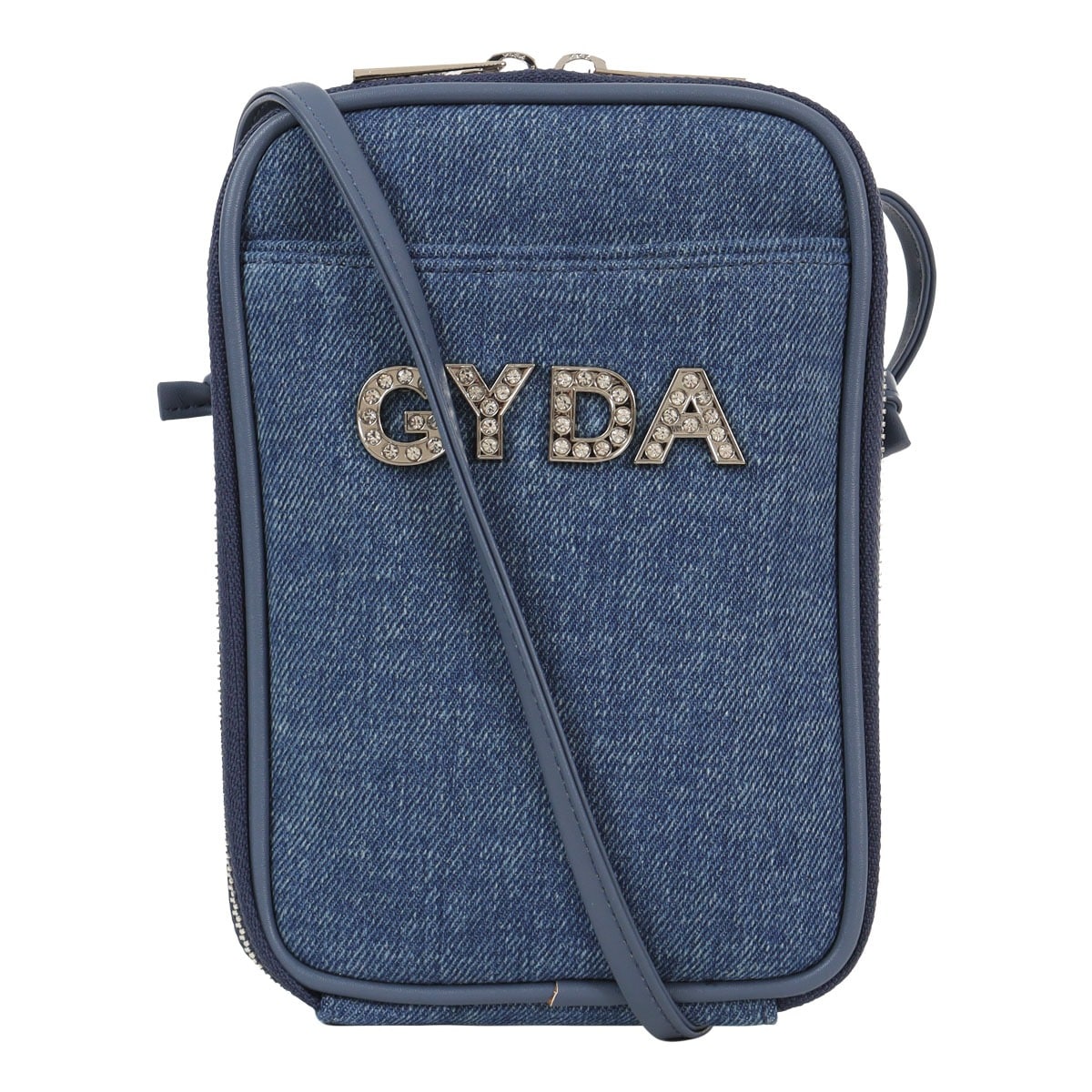 GYDA ジェイダ スマホショルダー ミニショルダー レディース ラインストーンロゴ GY-B294 お財布ショルダー デニム ラインストーン BLUE
