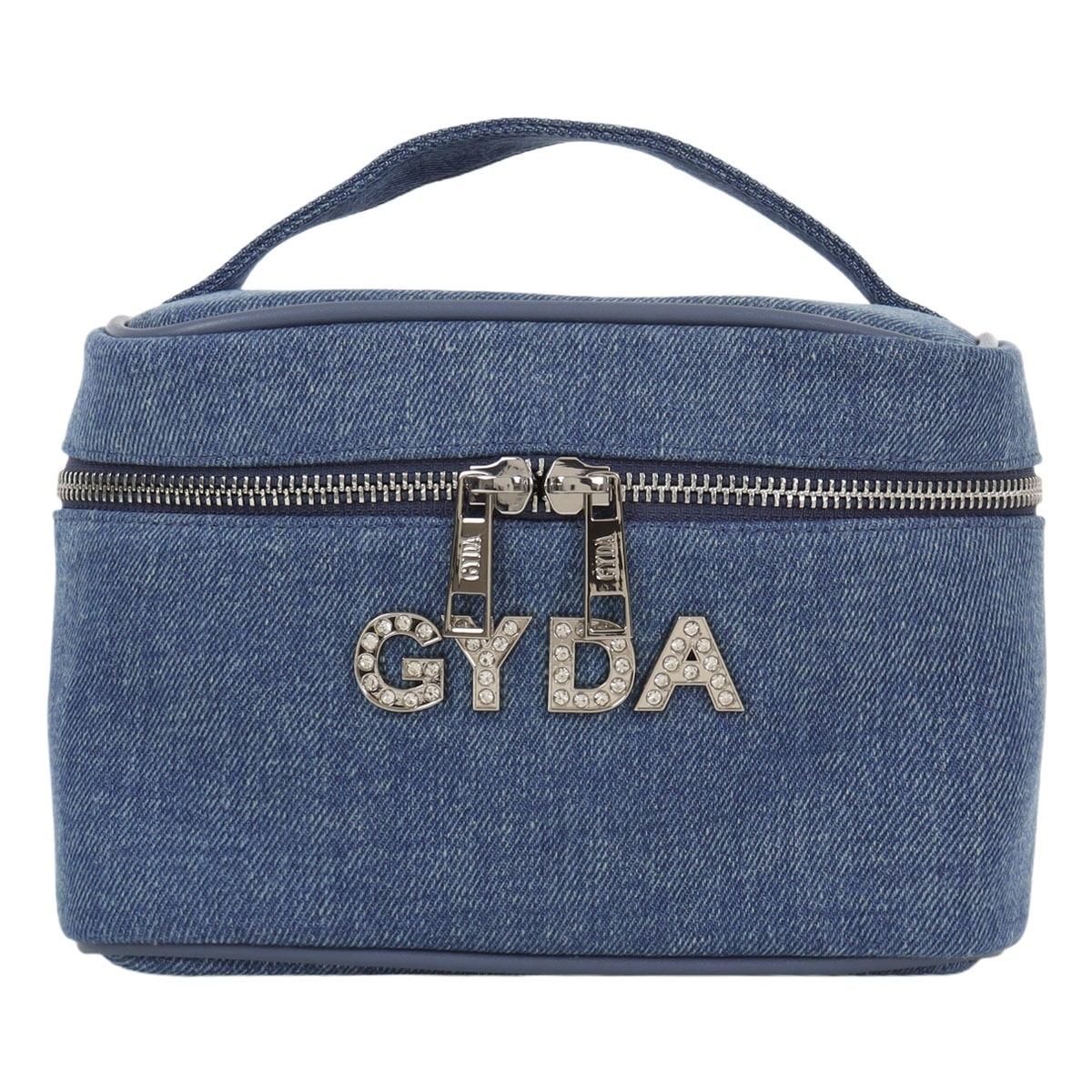 GYDA ジェイダ バニティポーチ 化粧ポーチ レディース ラインストーンロゴ GY-P293 デニム ラインストーン BLUE
