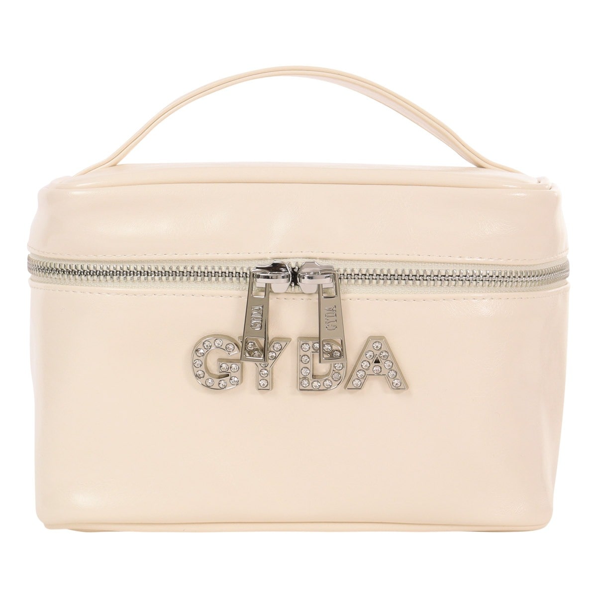 GYDA ジェイダ バニティポーチ 化粧ポーチ レディース ラインストーンロゴ GY-P293 デニム ラインストーン IVORY