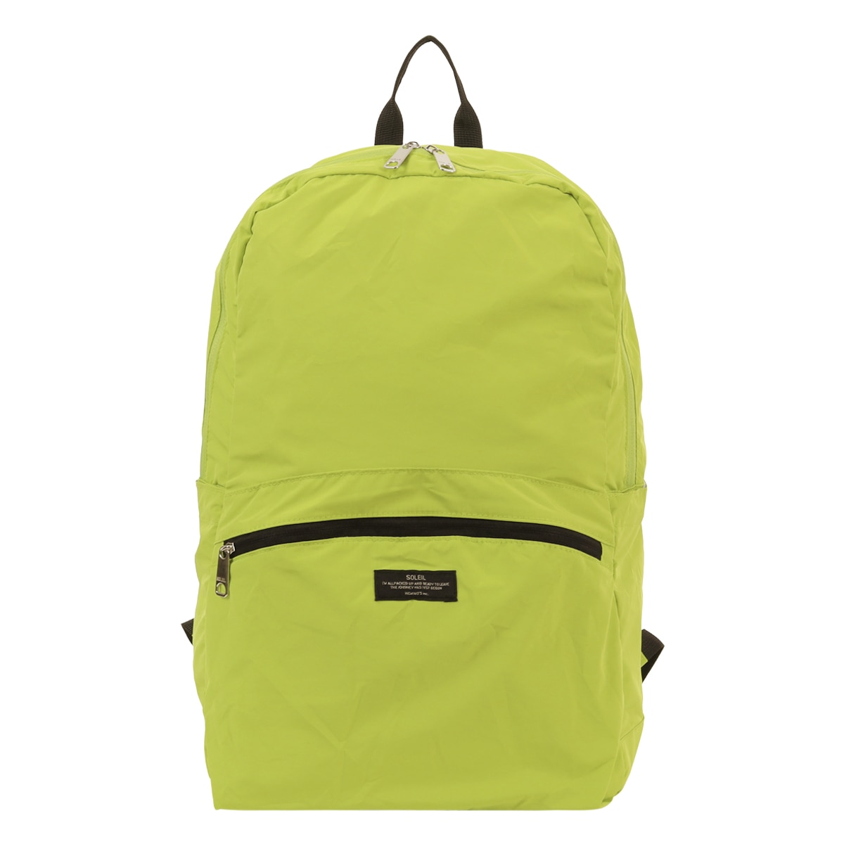 SOLEIL ソレイユ リュックサック パッカブル 撥水 軽量 ダブルファスナー 60031 ウィークエンド デイパック バックパック ライムグリーン