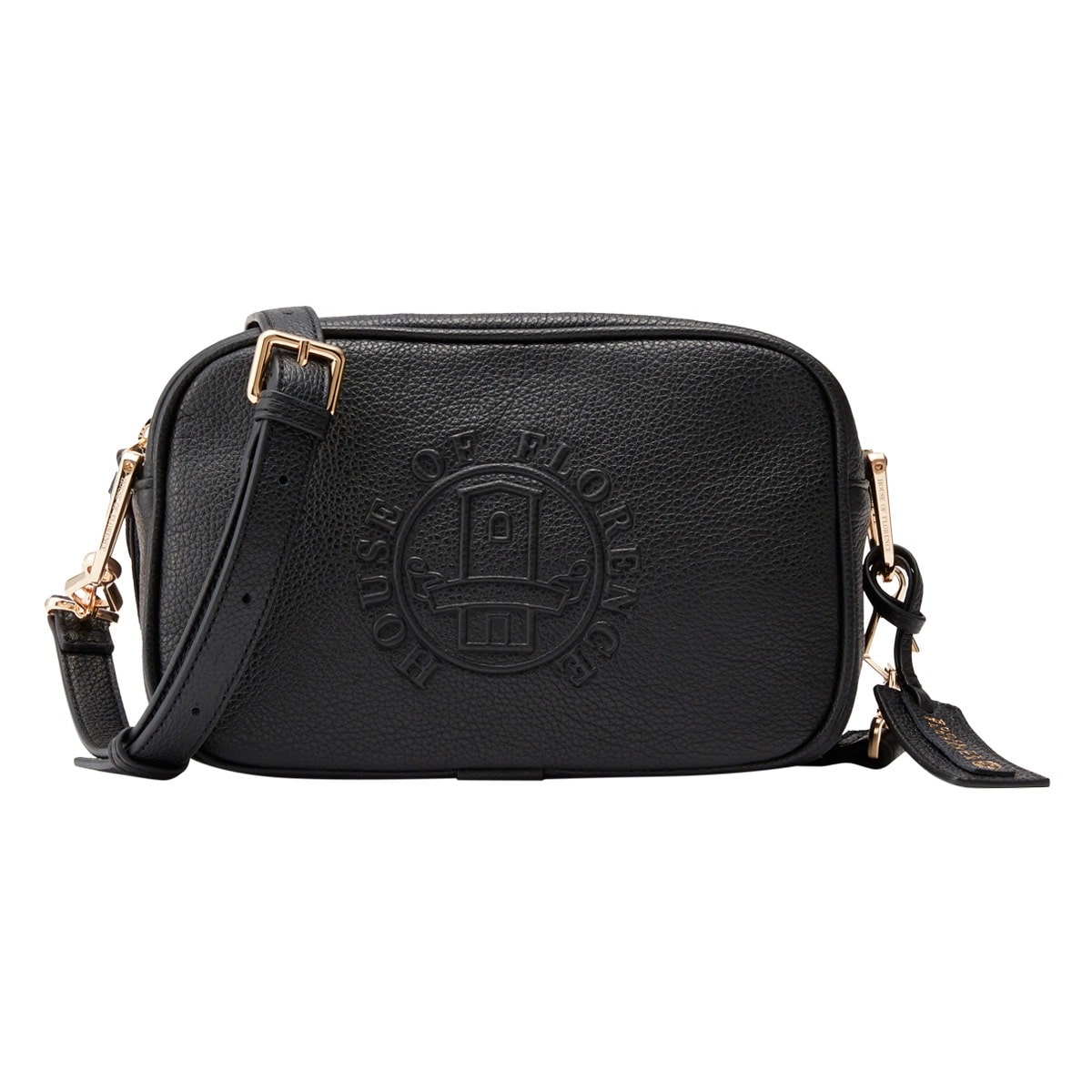 HOUSE OF FLORENCE ハウスオブフローレンス ショルダーバッグ ミニショルダー スクエア 本革 レディース 001023CI Primo 型押し エンボス 牛革 レザー ブラック