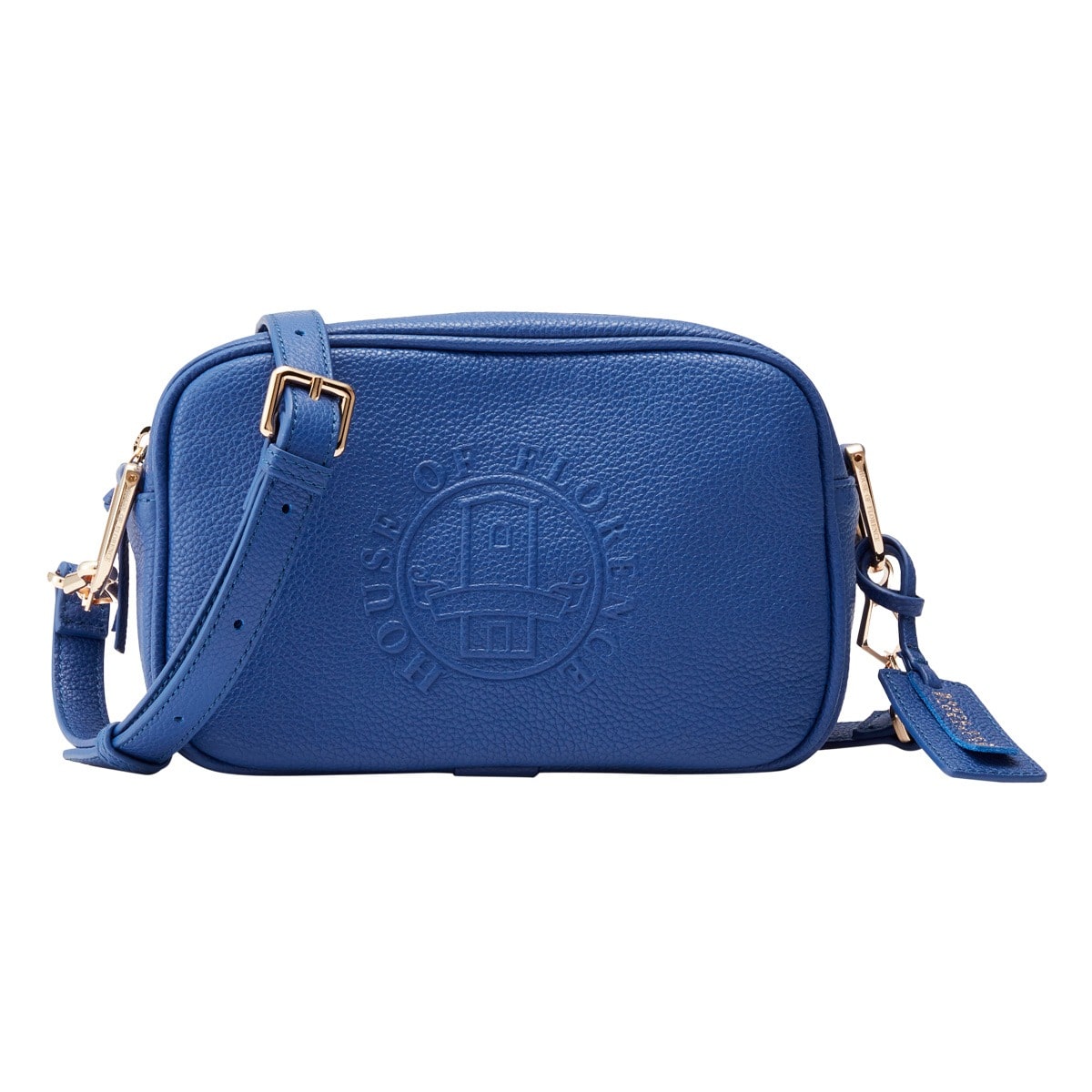 HOUSE OF FLORENCE ハウスオブフローレンス ショルダーバッグ ミニショルダー スクエア 本革 レディース 001023CI Primo 型押し エンボス 牛革 レザー ブルー