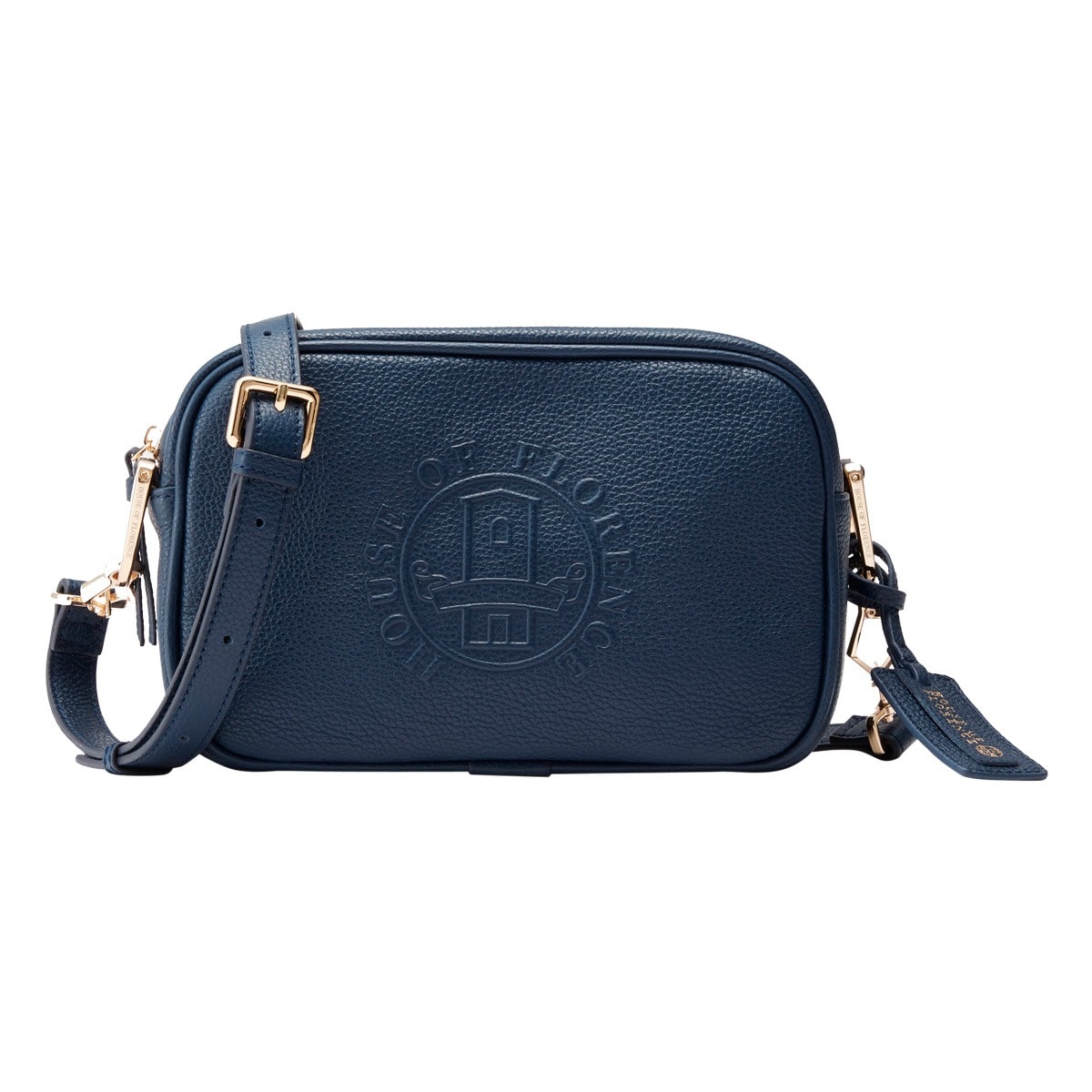 HOUSE OF FLORENCE ハウスオブフローレンス ショルダーバッグ ミニショルダー スクエア 本革 レディース 001023CI Primo 型押し エンボス 牛革 レザー ネイビー