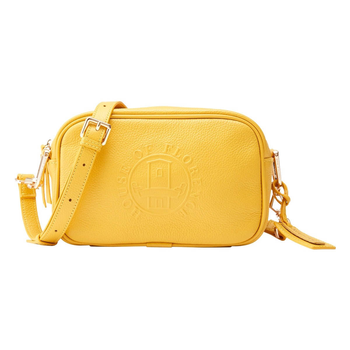 HOUSE OF FLORENCE ハウスオブフローレンス ショルダーバッグ ミニショルダー スクエア 本革 レディース 001023CI Primo 型押し エンボス 牛革 レザー イエロー