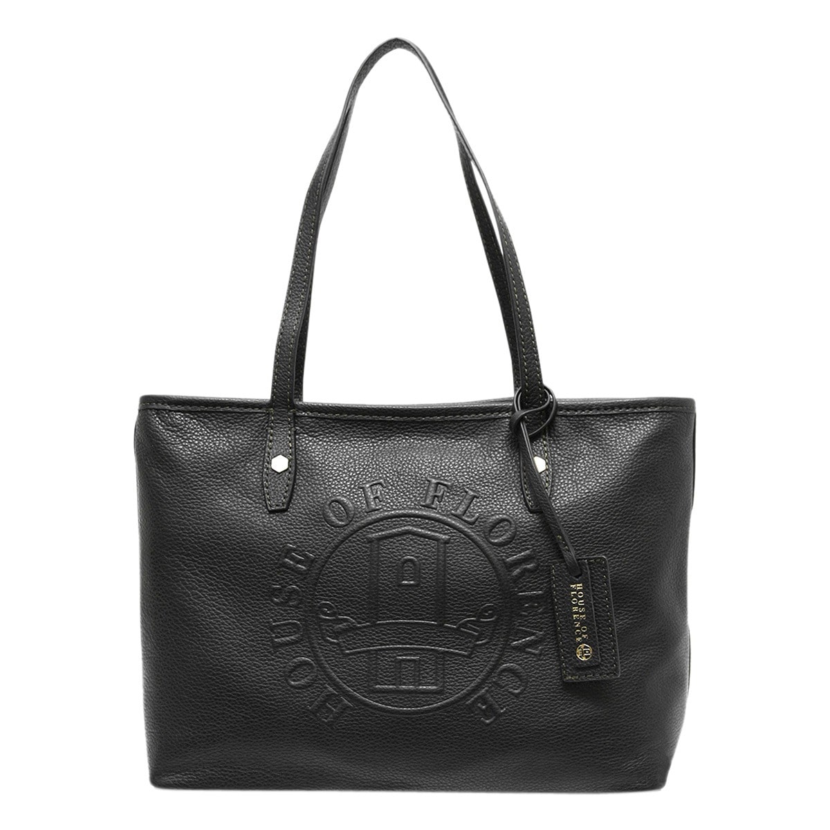 HOUSE OF FLORENCE ハウスオブフローレンス トートバッグM 本革 レディース 002024CI Primo 型押し エンボス 牛革 レザー ブラック