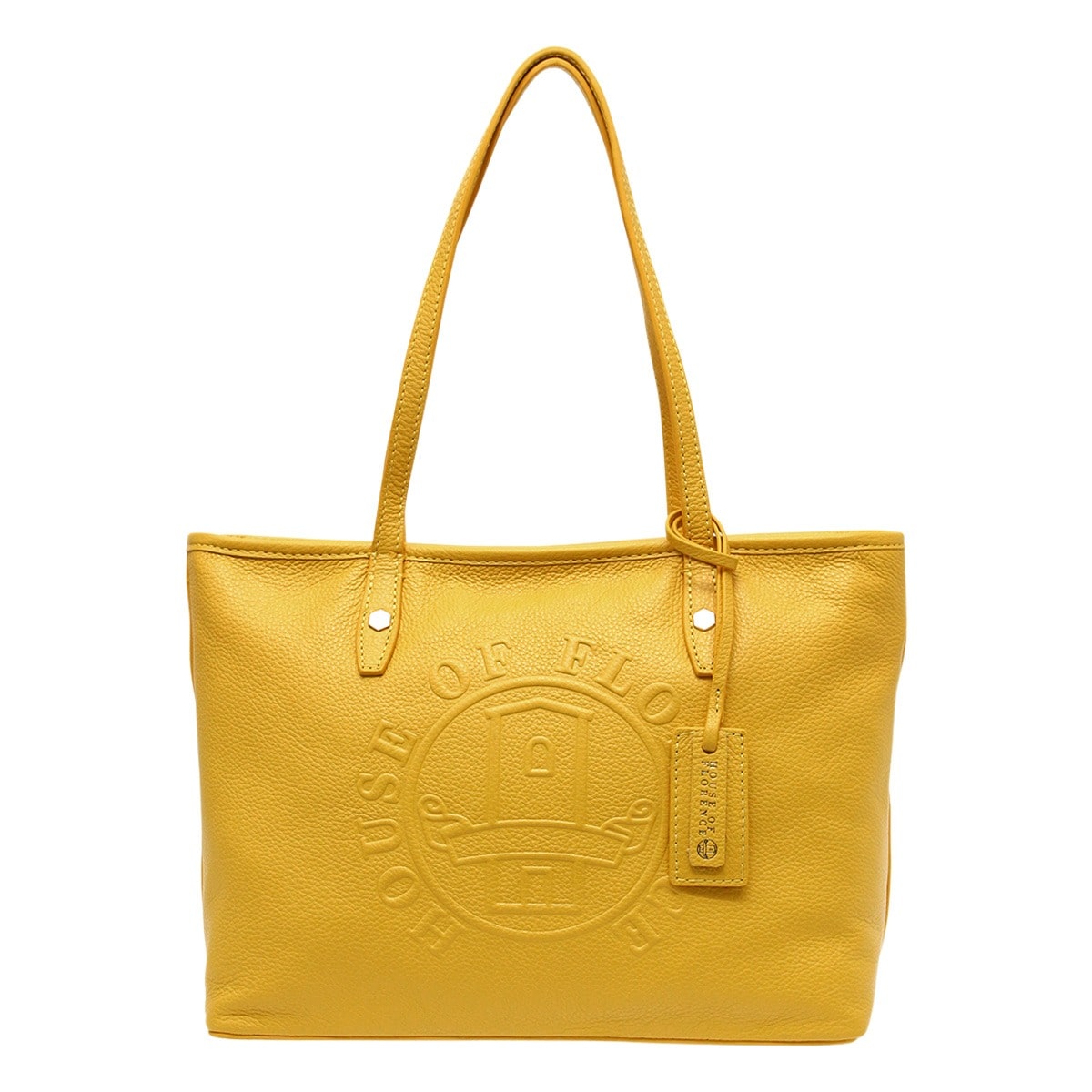 HOUSE OF FLORENCE ハウスオブフローレンス トートバッグM 本革 レディース 002024CI Primo 型押し エンボス 牛革 レザー イエロー
