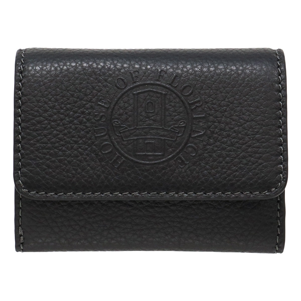 HOUSE OF FLORENCE ハウスオブフローレンス 三つ折り財布 ミニ財布 カードケース 札入れ無し 002105CI Primo 牛革 レザー エンボス 型押し ブラック