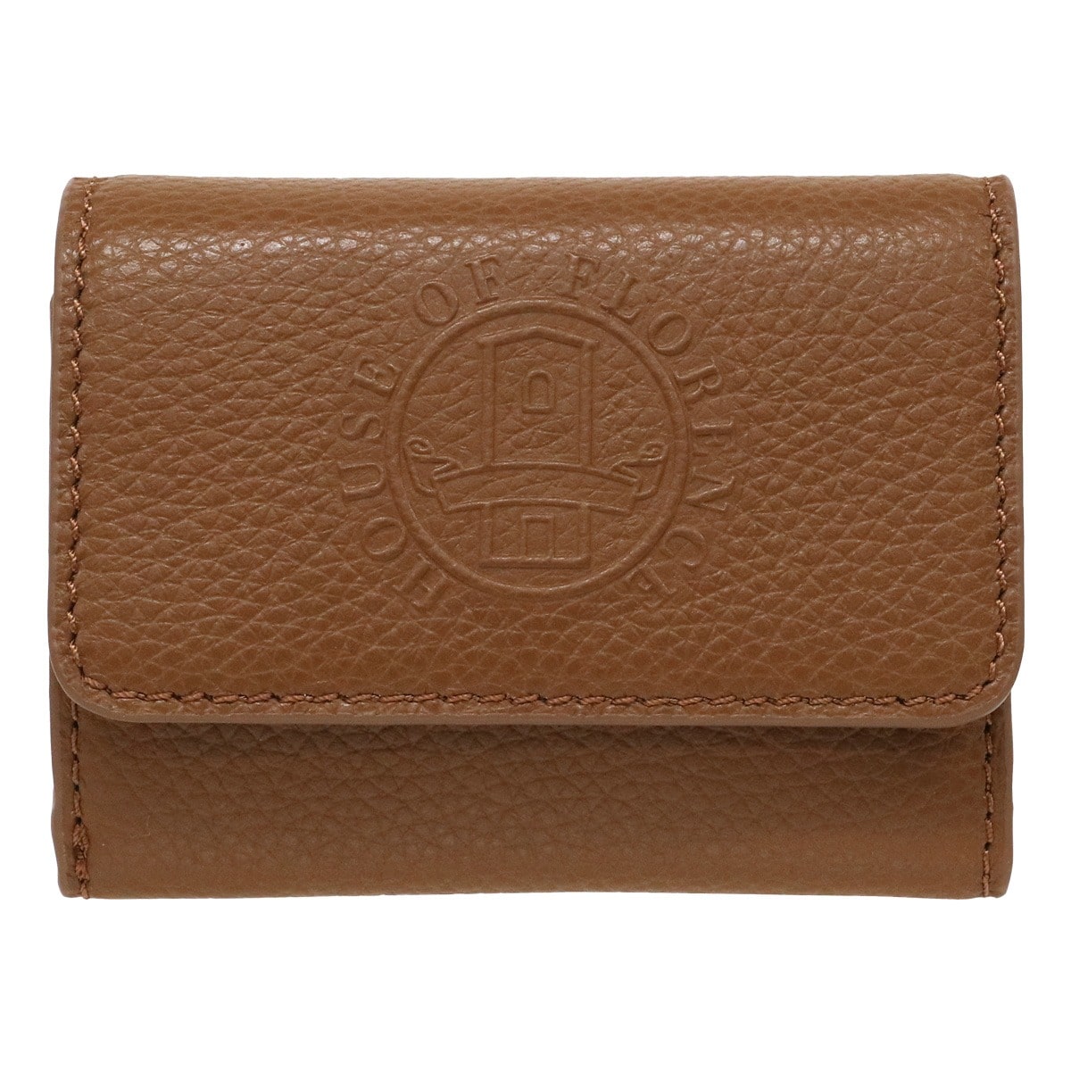 HOUSE OF FLORENCE ハウスオブフローレンス 三つ折り財布 ミニ財布 カードケース 札入れ無し 002105CI Primo 牛革 レザー エンボス 型押し ブラウン