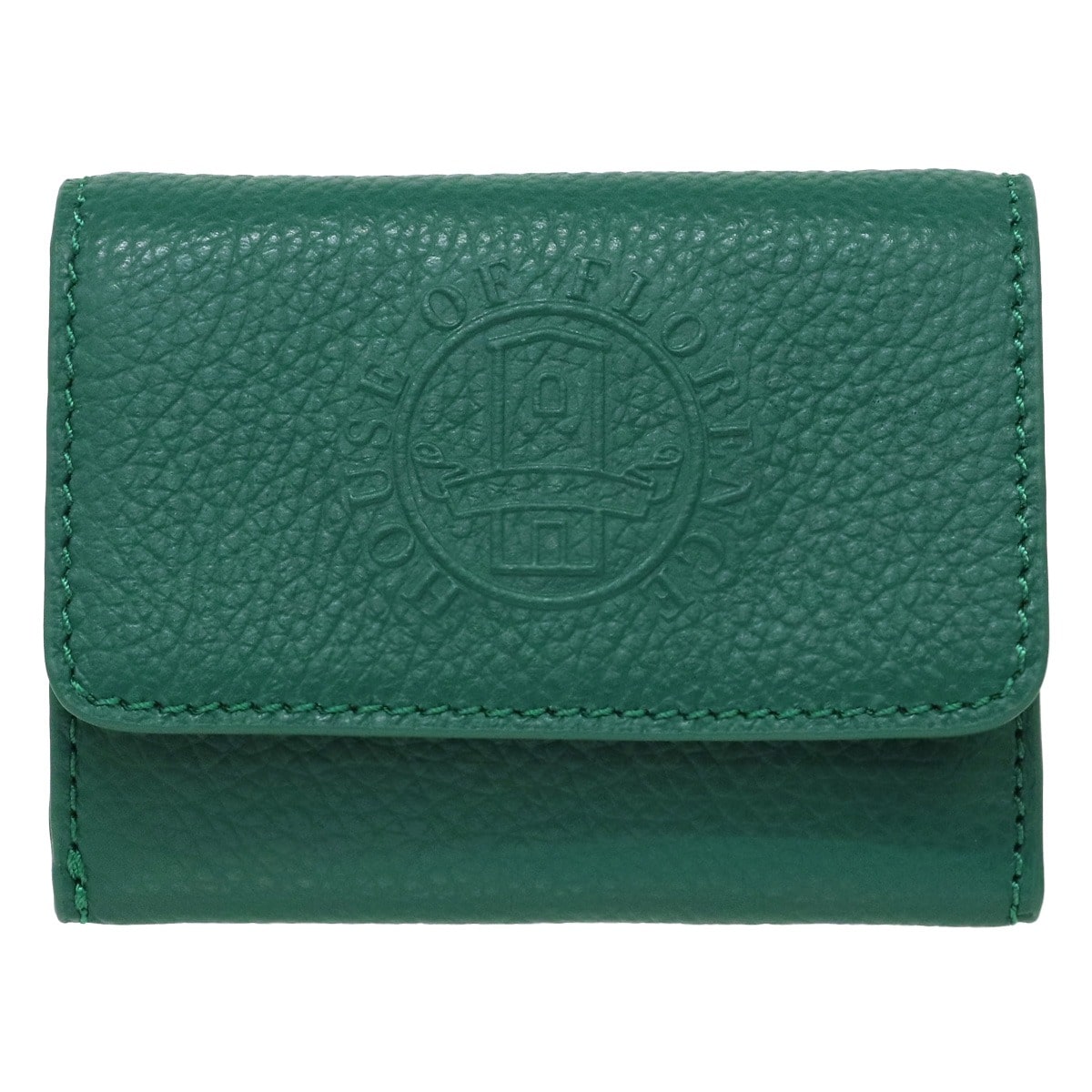 HOUSE OF FLORENCE ハウスオブフローレンス 三つ折り財布 ミニ財布 カードケース 札入れ無し 002105CI Primo 牛革 レザー エンボス 型押し グリーン