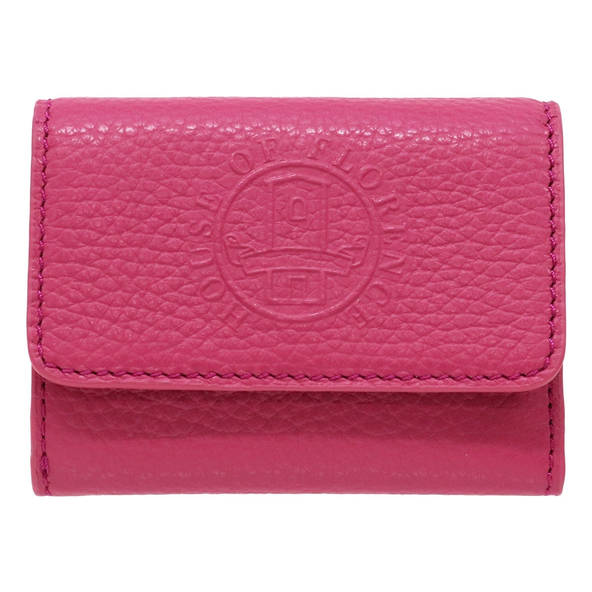HOUSE OF FLORENCE ハウスオブフローレンス 三つ折り財布 ミニ財布 カードケース 札入れ無し 002105CI Primo 牛革 レザー エンボス 型押し ピンク