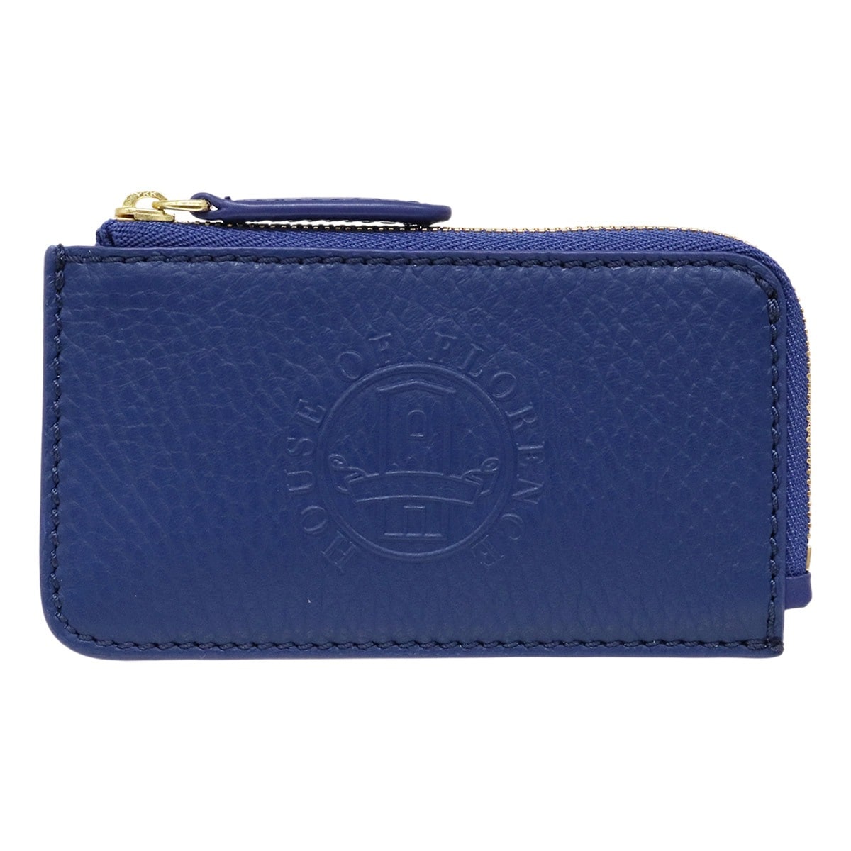 HOUSE OF FLORENCE ハウスオブフローレンス コインケース 小銭入れ カードケース L字ファスナー ミニ財布 002106CI Primo 牛革 レザー エンボス 型押し ブルー