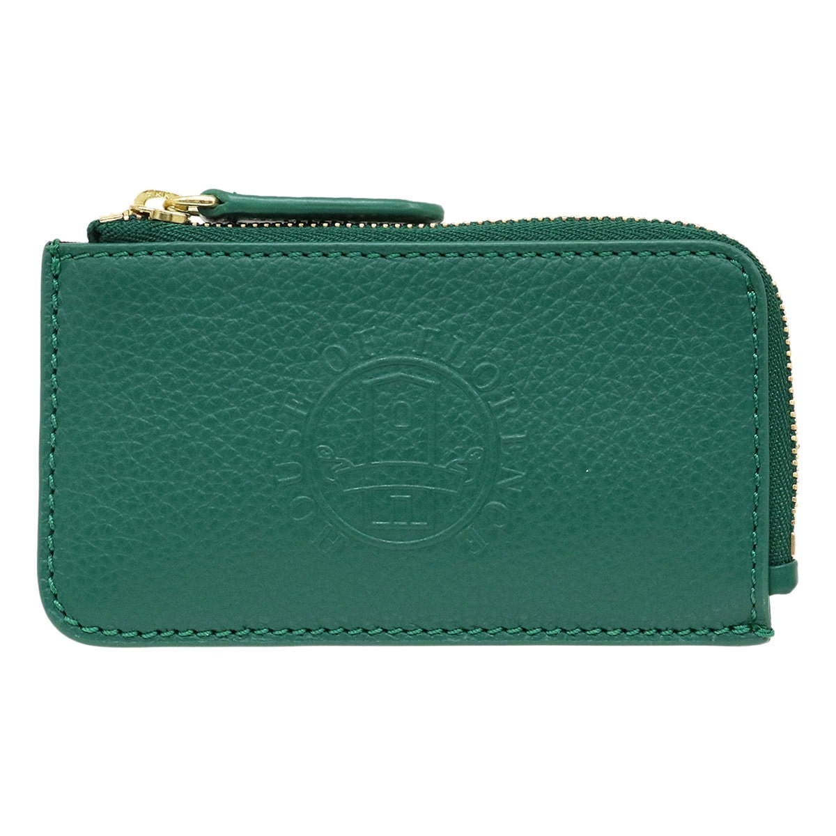 HOUSE OF FLORENCE ハウスオブフローレンス コインケース 小銭入れ カードケース L字ファスナー ミニ財布 002106CI Primo 牛革 レザー エンボス 型押し グリーン