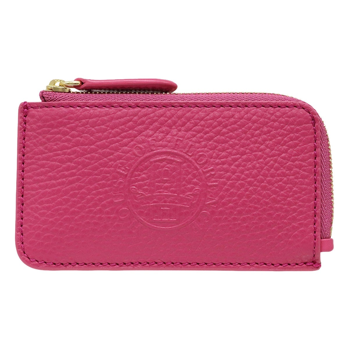 HOUSE OF FLORENCE ハウスオブフローレンス コインケース 小銭入れ カードケース L字ファスナー ミニ財布 002106CI Primo 牛革 レザー エンボス 型押し ピンク