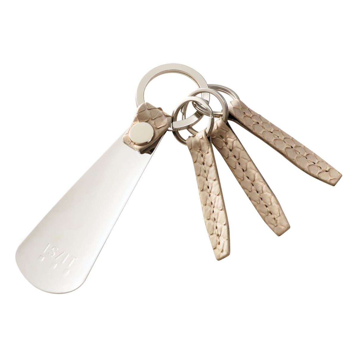 ISIT イズイット キーリング 靴ベラ キーホルダー 3連 メンズ パイソン 日本製 983601 IS/IT トープ