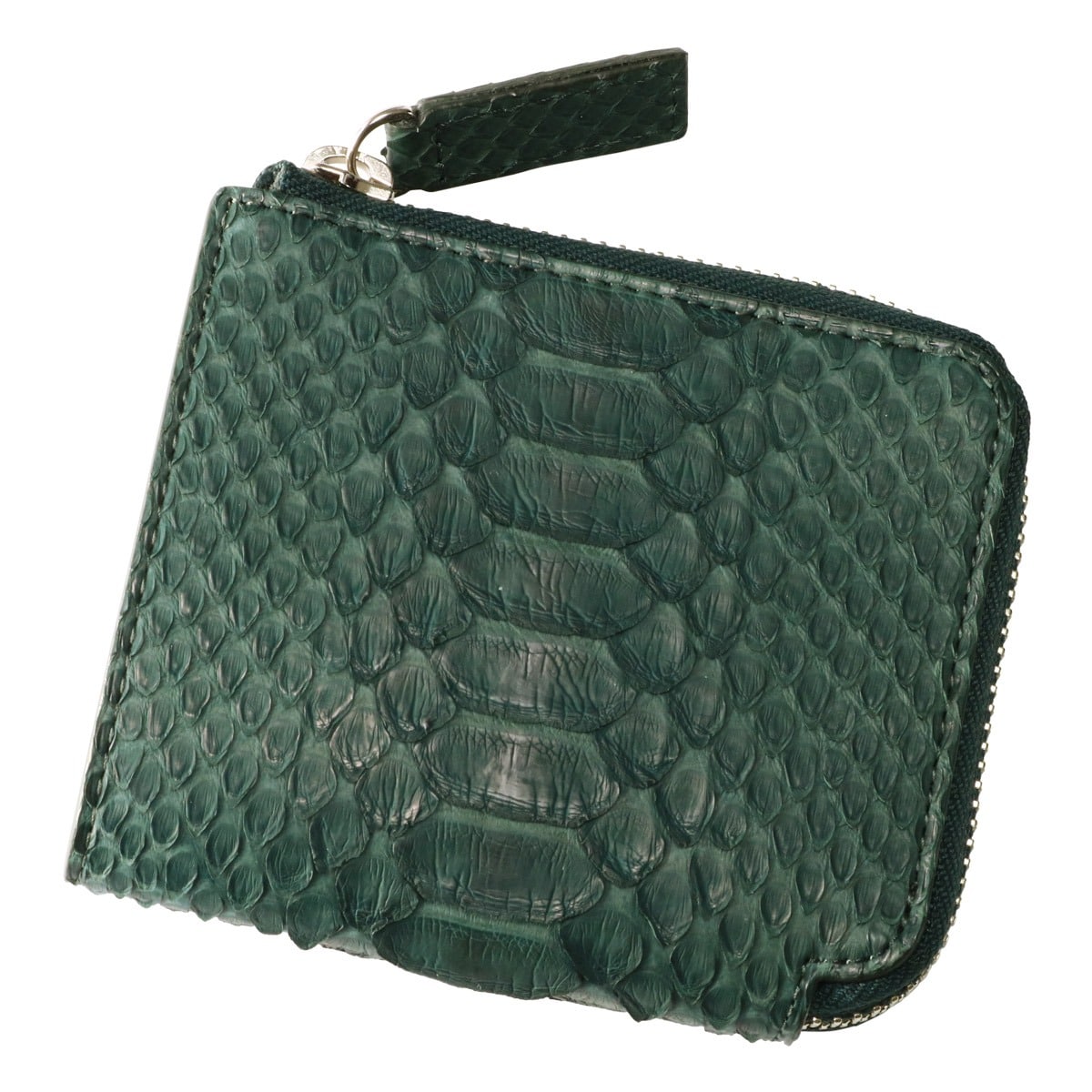 ISIT イズイット 二つ折り財布 財布 二つ折り ミニ財布 L字ファスナー メンズ パイソン 日本製 983604 IS/IT ヘビ革 ダイヤモンドパイソン 蛇 本革 レザー コンパクト 小さめ 巳年 開運 金運 縁起 春財布 ブランド ギフト グリーン