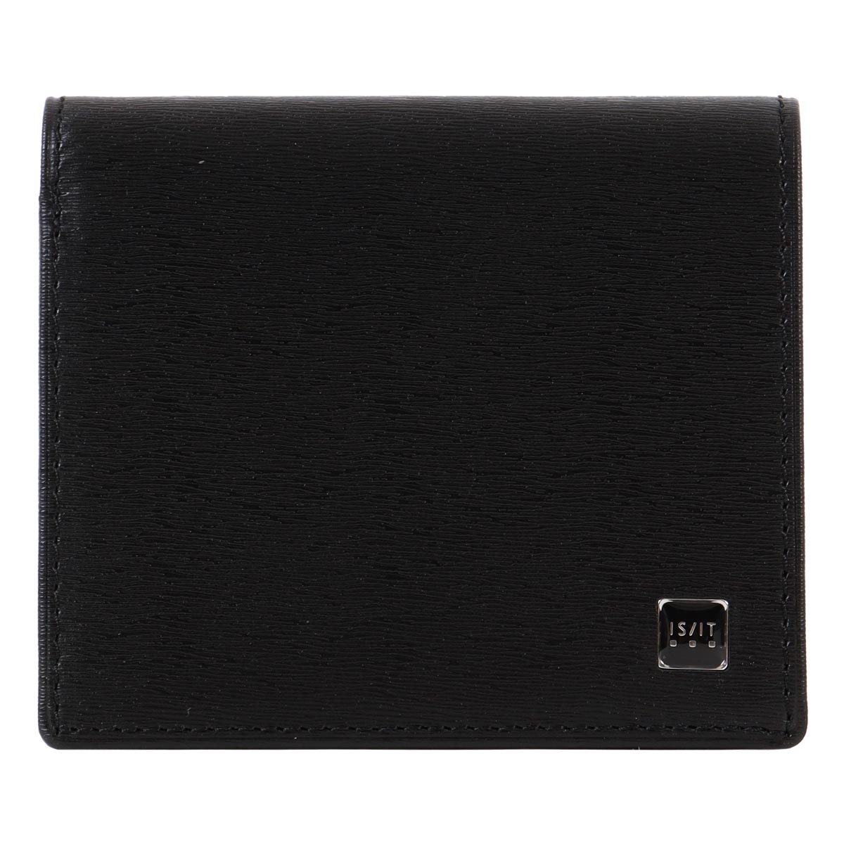 ISIT イズイット 二つ折り財布 本革 メンズ ポリマー 989604 IS/IT ミニ財布 小銭入れ無 牛革 レザー ブラック