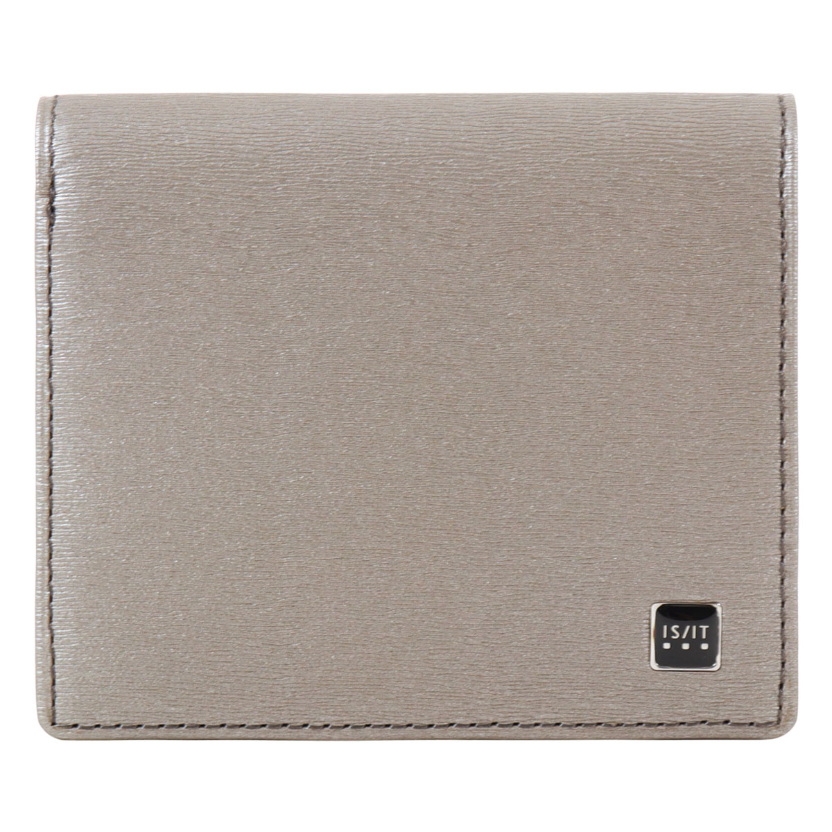 ISIT イズイット 二つ折り財布 本革 メンズ ポリマー 989604 IS/IT ミニ財布 小銭入れ無 牛革 レザー シルバー