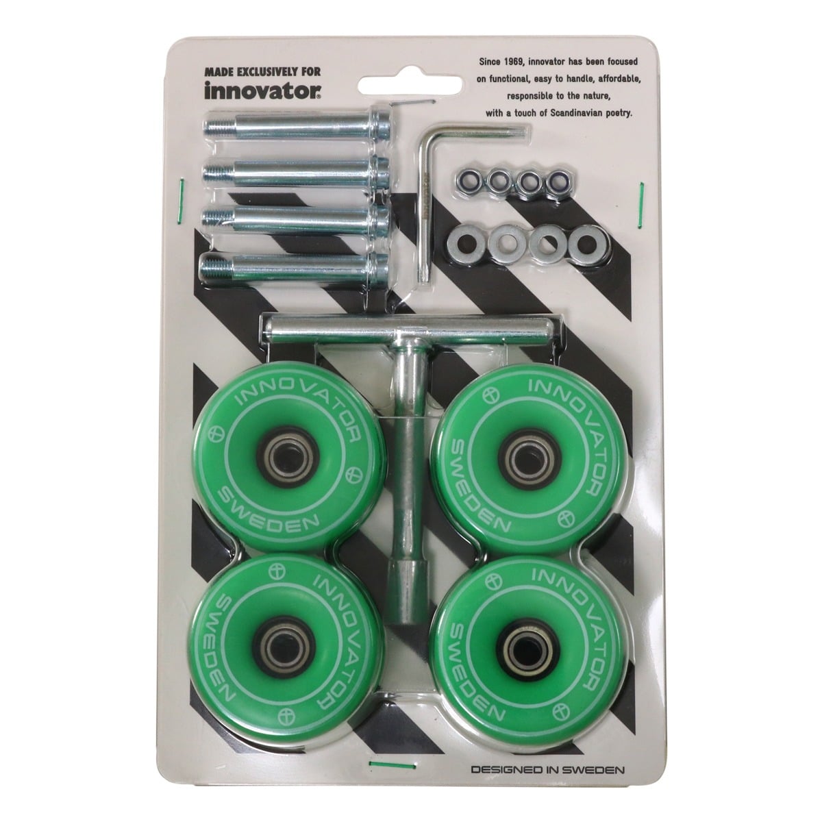 INNOVATOR イノベーター スーツケース キャリーケース 交換用キャスターキット 4個セット 工具付き ボードキャリー タイヤ 交換 BO-103CS ボードケースキャスター GREEN