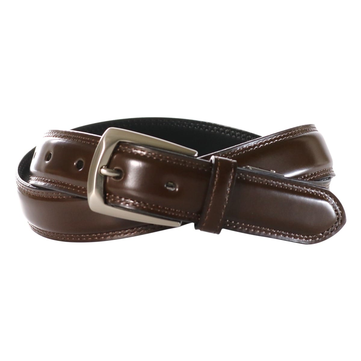 J.PRESS ジェイプレス ベルト バインダーキップWステッチ メンズ 7263 牛革 本革 レザー チョコ