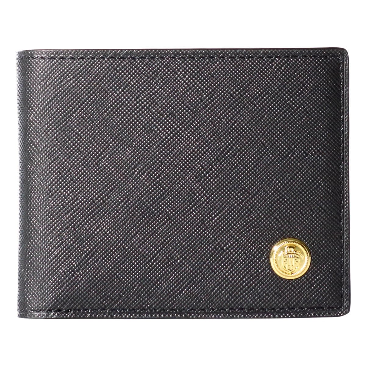 J.PRESS ジェイプレス 二つ折り財布 エンブレムボタン メンズ 7723 純札 カード札入れ 牛革 本革 レザー ブラック