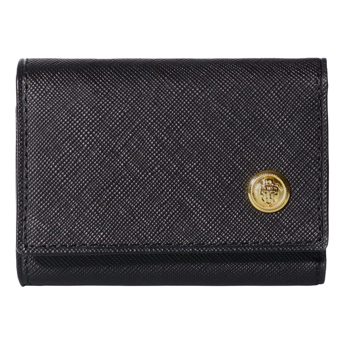 J.PRESS ジェイプレス キーケース エンブレムボタン メンズ 7724 牛革 本革 レザー 4連リング 三つ折り 小銭入れ 財布 ブラック