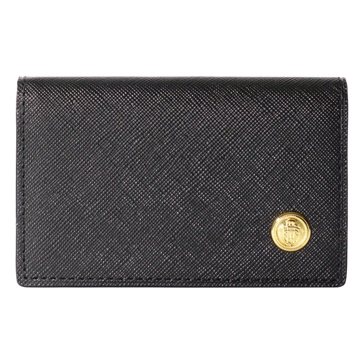 J.PRESS ジェイプレス 名刺入れ エンブレムボタン メンズ 7725 牛革 本革 レザー ブラック